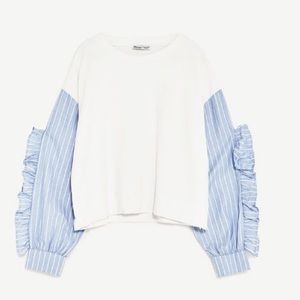 White and Blue Zara Top